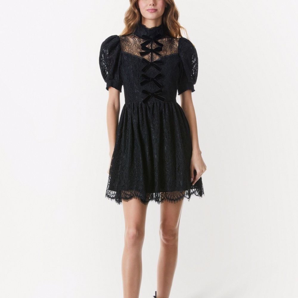 Alice+Olivia bow detailling flared dress Sz2